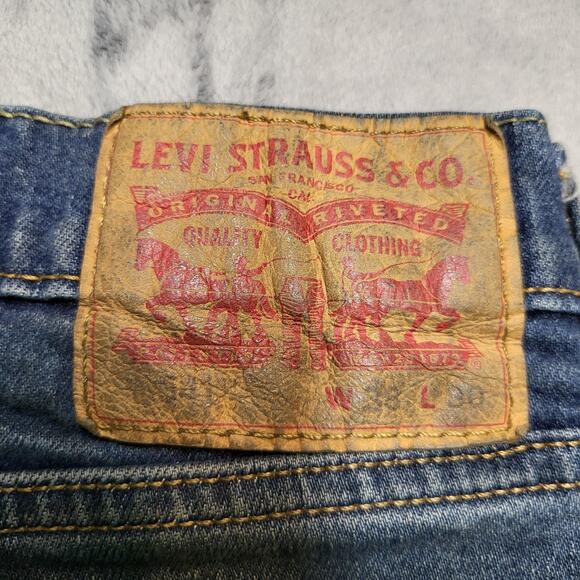 Levis 541 Jeans Mens 38x28 Medium Wash Denim Stretch Straight Leg Thrashed - Picture 3 of 12